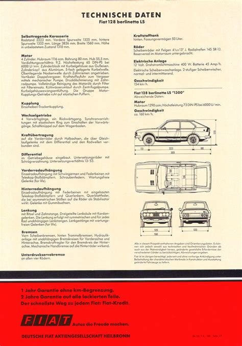 Fiat 128 Technische Daten