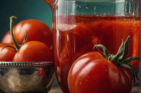 Premium Photo Vibrant Photo Of Glass Pitcher Of Tomato Juice