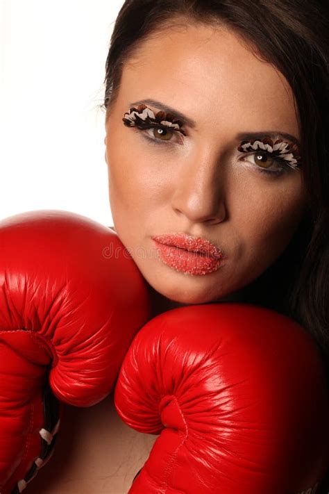 Female Boxer Red Gloves Stock Image Image Of Hand Hispanic 41052517