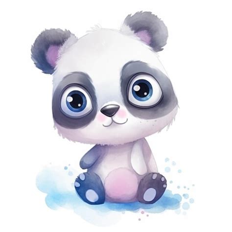 Pintura Em Aquarela De Um Urso Panda Foto Premium