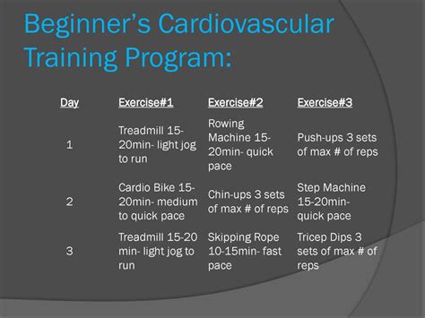 Cardiovascular Training Program Atelier Yuwa Ciao Jp