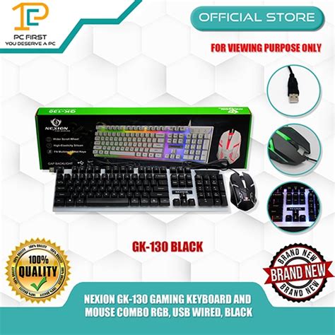 NEXION GK 130 GAMING KEYBOARD AND MOUSE COMBO RGB USB WIRED BLACK