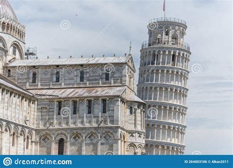 World Famous Leaning Tower In Pisa In Piazza Dei Miracoli Stock Photo