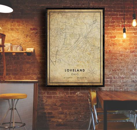 Loveland Vintage Map Print Loveland Ohio Map Loveland City | Etsy