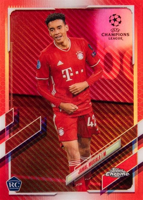 Jamal Musiala 2020 Topps Chrome UEFA Champions League 81 Red Carbon