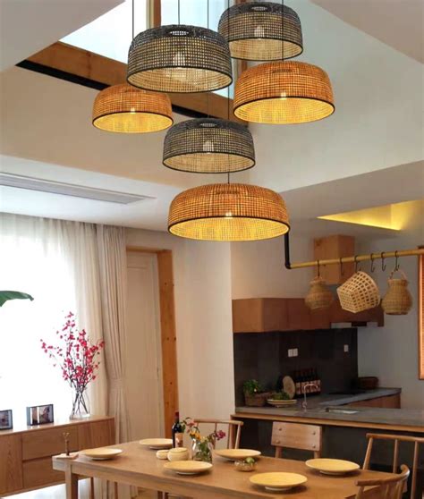 Bamboo Webbing Hanging Lamp Melbourne D Xh Cm Orientique Asianliving