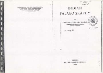 Epigraphy, Indian Paleography Ahmad Hasan Dani OUP : Indra Batra : Free Download, Borrow, and ...