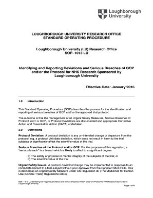 Fillable Online Lboro Ac LU SOP B1013b Identifying And Reporting