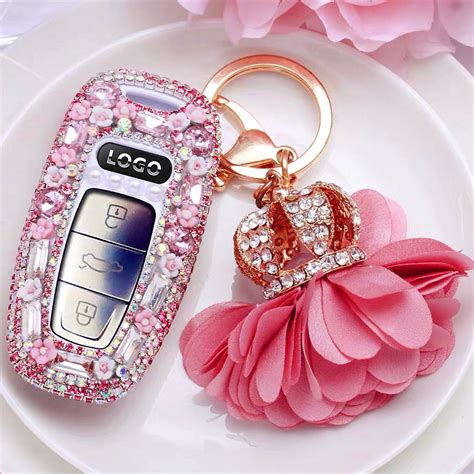 Audi Bling Car Key Leather Holder with Rhinestones- Pink/Purple for 20 ...