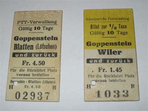 Billette Ticket Postauto Goppenstein Platten Wiler Kaufen