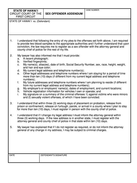 Hi Sex Offender Addendum Get Fill Online Printable Fillable Blank