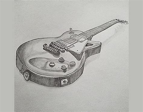 Vintage Guitar Drawing Realistic Drawing Skill