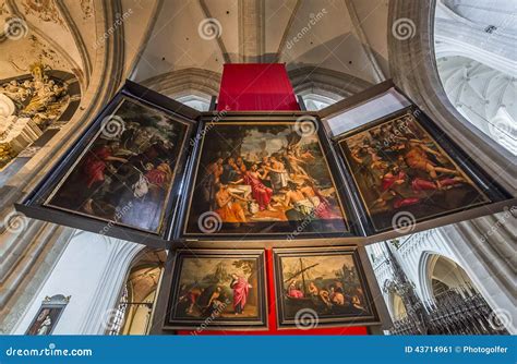 Interiors of Notre Dame D Anvers Cathedral, Anvers, Belgium Stock Image ...