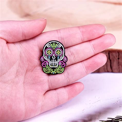 Day Of The Dead Sugar Skull Enamel Pin Distinct Pins