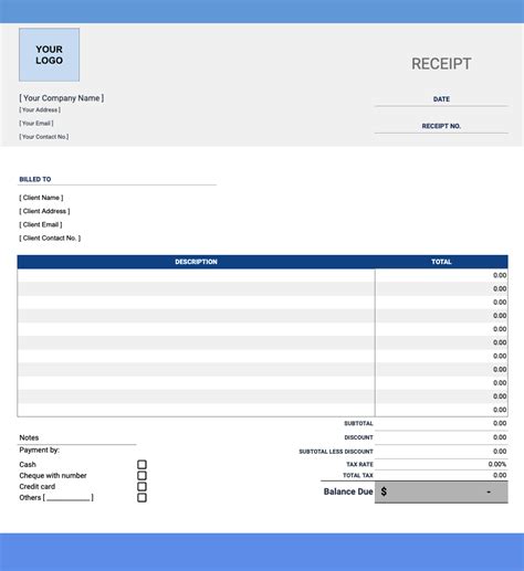 Free Google Docs Receipt Templates | Bookipi