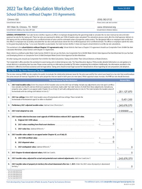 Fillable Online 2021 Tax Rate Calculation Worksheet Nacogdoches