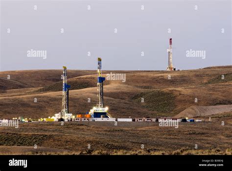 New Oil And Gas Drilling Activity At Dawn In Wyoming Stock Photo Alamy