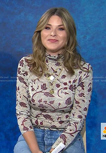 Wornontv Jennas Floral Turtleneck Top On Today Jenna Bush Hager Clothes And Wardrobe From Tv