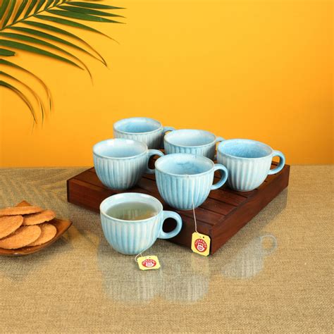 Buy Moorni Cyan Blue Tea Cups Set Of In Dubai Abu Dhabi Sharjah