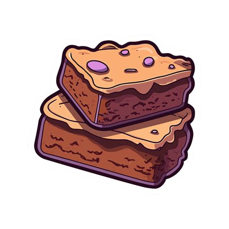 Hand Drawn Brownies Sticker Sweet And Delicious With Purple Sweet