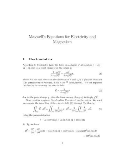 Maxwells Equations For Electricity And Magnetism