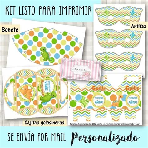 Kit Personalizado Imprimible Dino Baby Mod 5 Dinosaurios En Venta En