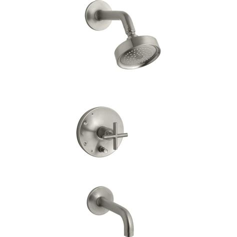 KOHLER Purist Vibrant Brushed Nickel 1-Handle Bathtub and Shower Faucet ...