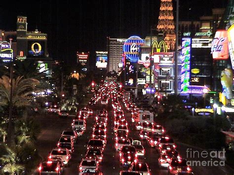 Las Vegas Nevada Night Lights Street Cars Scene Las Vegas Blvd View