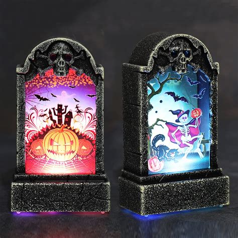 Halloween Decorations Tombstones Figurine Set Of 2 Plastic Rip
