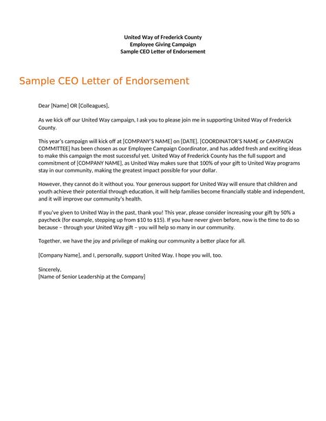 Free Printable Endorsement Letter Templates [sample Pdf]