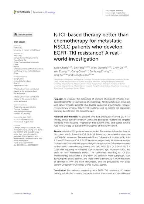 Pdf Is Ici Based Therapy Better Than Chemotherapy For Metastatic