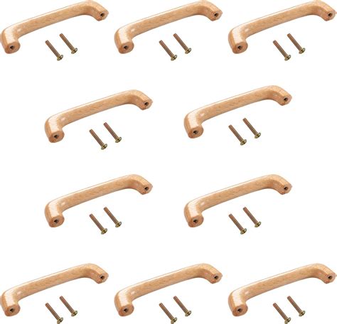 MroMax Lot de 10 poignées de tiroir en bois naturel Beige 65 mm