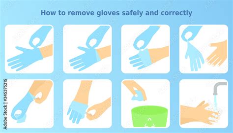 Vector Illustration How To Remove Gloves Safely And Correctly 8