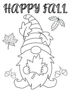 Fall Thanksgiving Gnomes Coloring Pages by Saly Easy Teaching | TPT