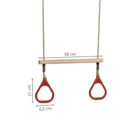 Trapèze En Bois Avec Anneaux De Gymnastique Pour Enfant Pour Structure