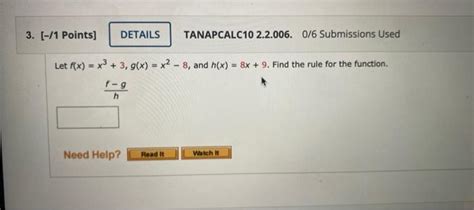 Solved Let F X X3 3 G X X2−8 And H X 8x 9 Find The Rule