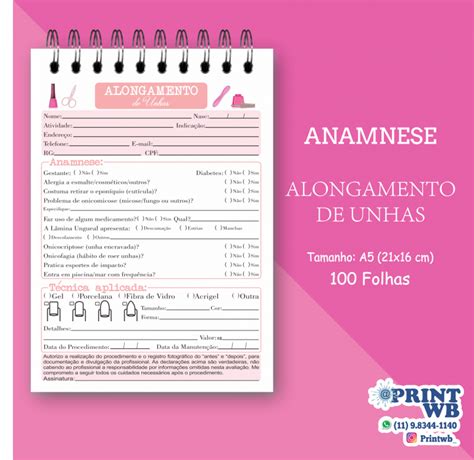 Ficha De Procedimento Anamnese Printwb Produtos Personalizados