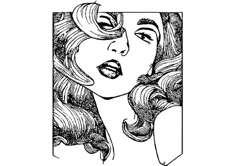 Comicbook Style Pinup Girl Coloring Page · Creative Fabrica