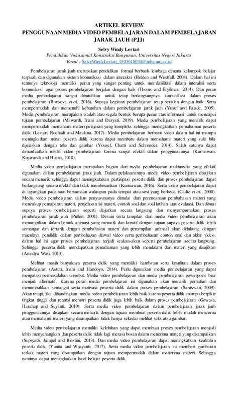 Pdf Artikel Review Penggunaan Media Video Pembelajaran Dalam