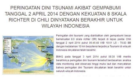 Peringatan Dini Tsunami Di Indonesia Berakhir Tribunjogja