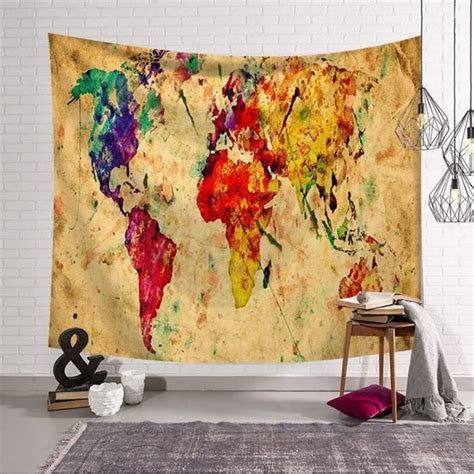 Carte Du Monde Tapisserie Murales Nappe Serviette De Plage Yoga