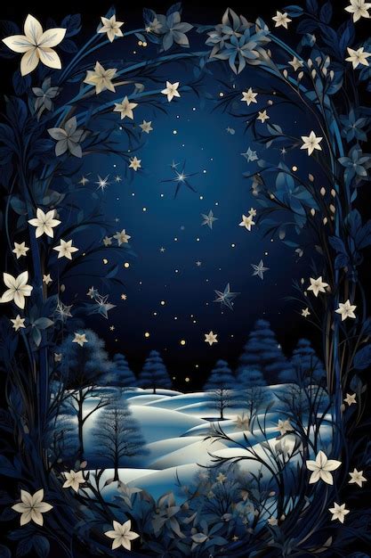 Premium AI Image | A Painting Of A Snowy Night With Stars In The Sky ...