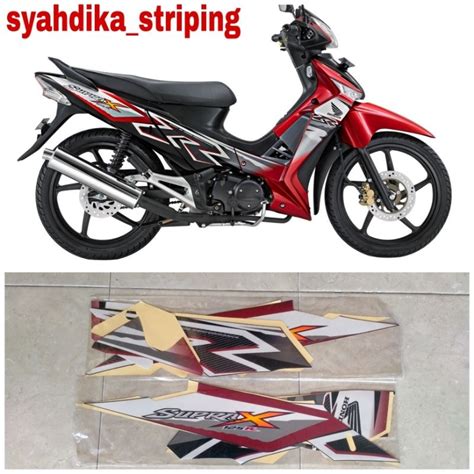 Jual Stiker Striping Lis Body Honda Supra X Merah Hitam