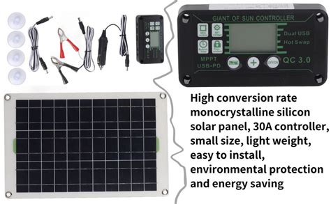 Solar Panel Kit 50w 30a 12v 24v Portable Monocrystalline Silicon Solar Power Panel With