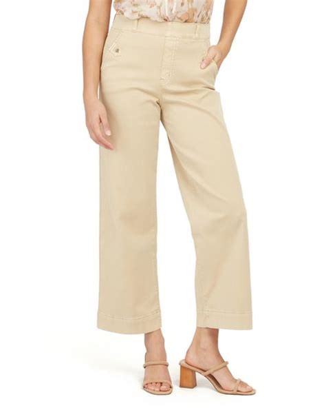 Spanx Stretch Twill Wide Leg Crop Pants In Almond At Nordstrom Rack In