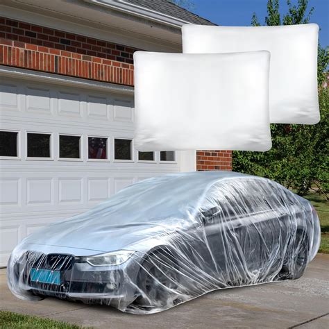 Bbto 50 Pack Universal Plastic Car Cover With Elastic Band Disposable Car Covers