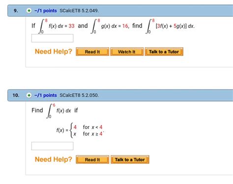 Solved 9 1 Points SCalcET8 5 2 049 If F X Dx 33 And Chegg