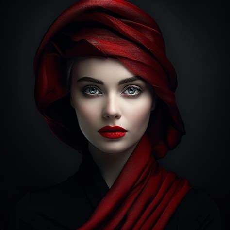 Premium Ai Image A Woman With A Red Scarf On Her Head Is Covered In Red