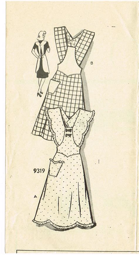 1940s Vintage Marian Martin Sewing Pattern 9319 Misses Apron Sz Med Vintage4me2