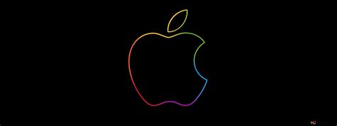 Colorful Apple logo on a black background 4K wallpaper download